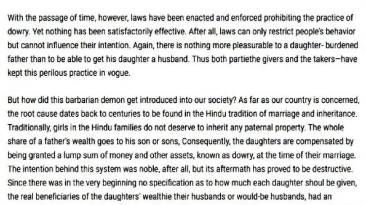 essay on dowry system in pakistan